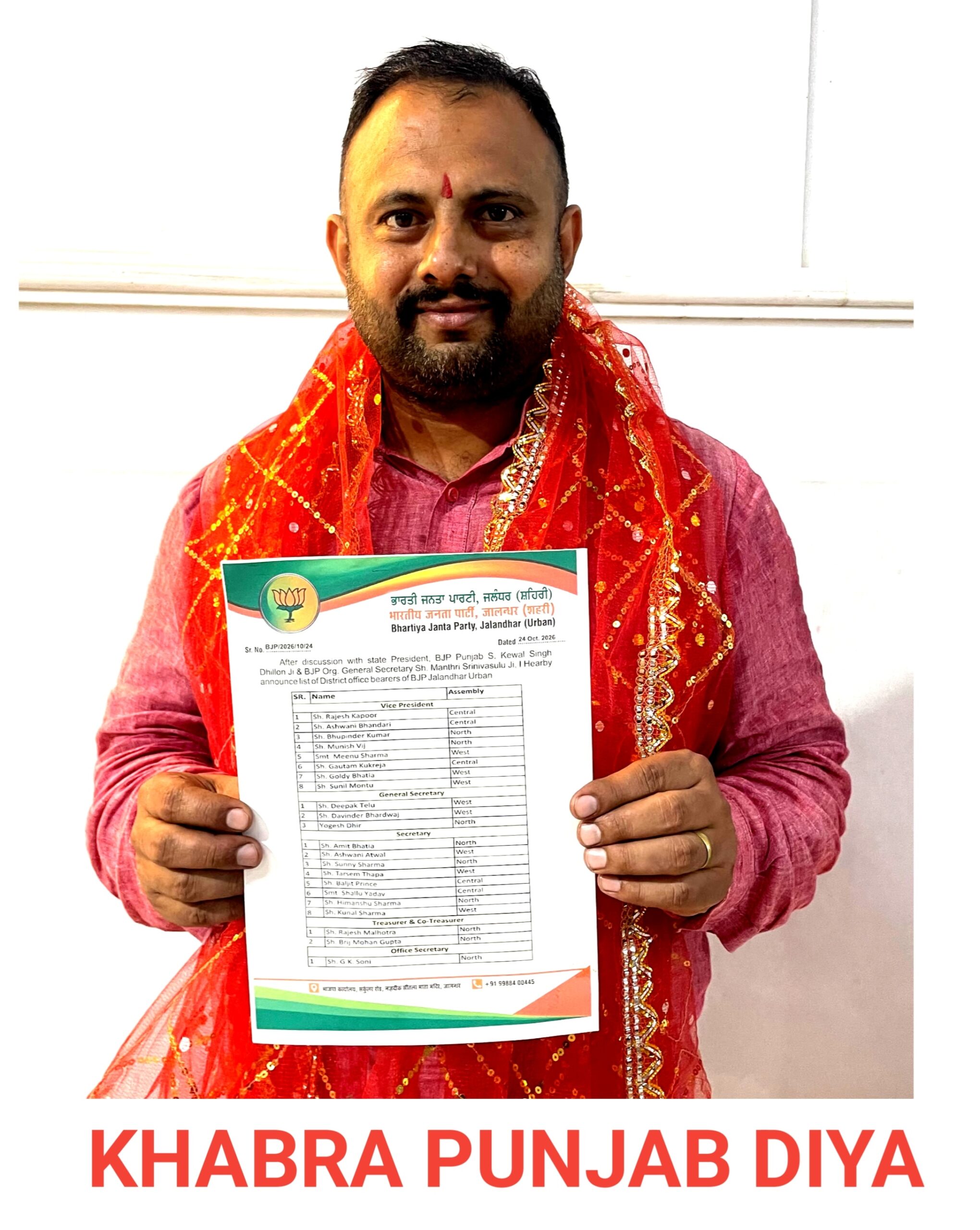जालंधर भाजपा प्रधान अशोक सरीन हिक्की ने घोषित की जिला कार्यकारिणी, अनुभवी और कर्मठ चेहरों को मिली अहम जिम्मेदारी